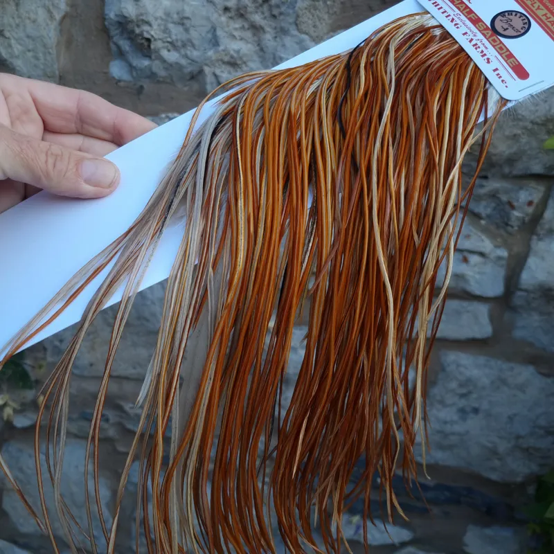 Whiting 1/2 BRONZE Grade Dry Fly Rooster Saddle in Medium Ginger-4